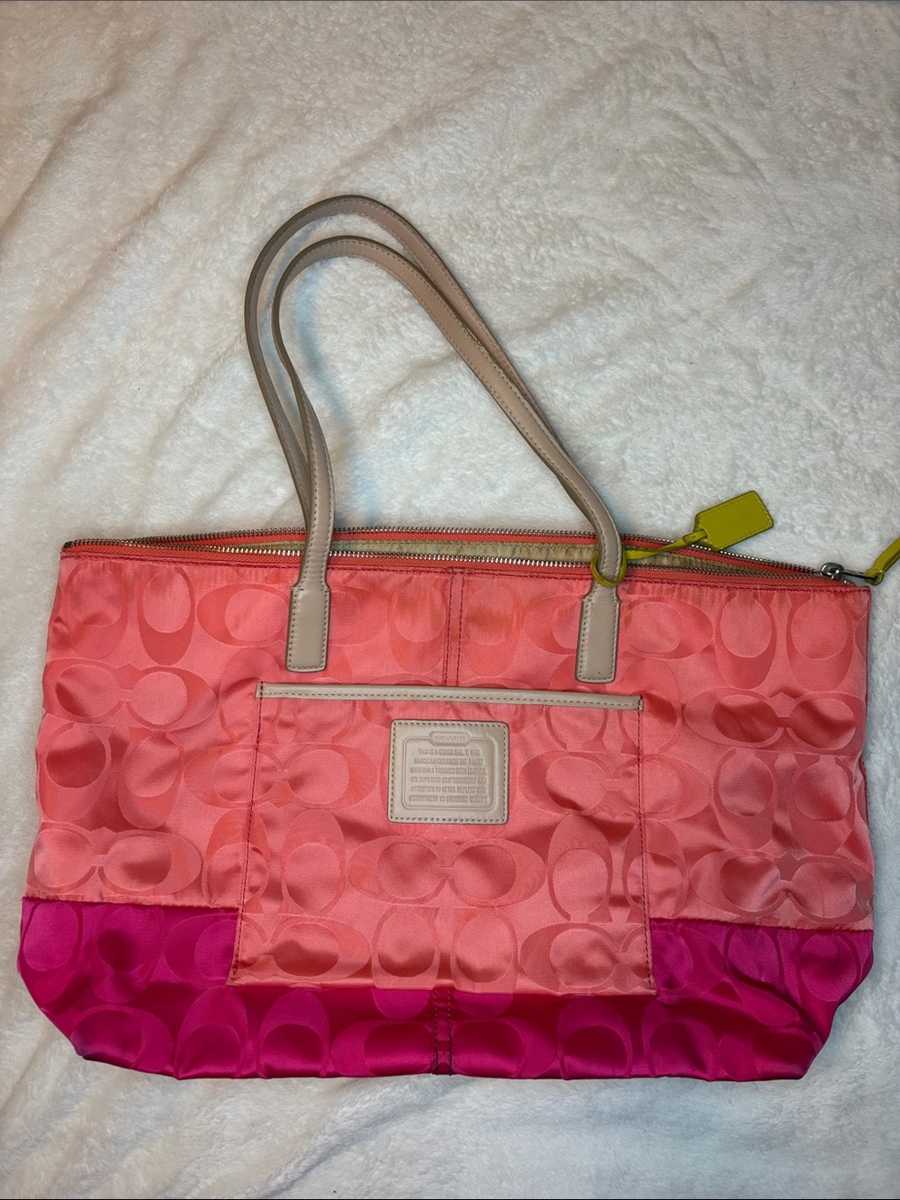 Coach Pink Ombre Signature Tote Bag